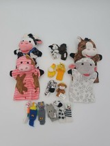 Puppet Mixed Lot Hand And Finger Barn Animals Cow Pig Sheep Zebra 16 Total - £19.42 GBP