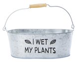 NEW &quot;I Wet My Plants&quot; Oval Metal Bucket Planter Flower Pot w/ handle 11x... - $13.95