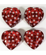 Heart Shaped Metal Tins Red Sparkle Glitzy for Knick Knacks Etc Set of 4... - £19.83 GBP