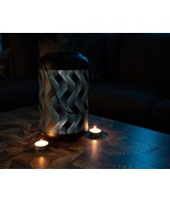Solar Metal Lantern Light-9 inch Black and Blue Wave with WW LED- Home D... - £27.13 GBP