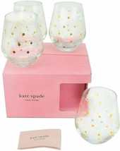 Kate Spade x Lenox Larabee Gold Dot Stemless Wine Set of 4 - £94.92 GBP