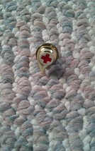 000 Vintage Red Cross Teardrop Lapel Pin Raindrop Tie Tack - $9.99