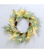 Chuangdi 24&quot; Lighted Norfolk Pine Pampas Christmas Wreath with Pine Cones - €17,09 EUR