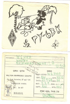 1964 Hand Drawn Cartoon Art Brasil Salvador Bahia QSL Milton Barroso Couto PY6BK - £19.92 GBP