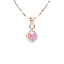 ANGARA Natural Pink Sapphire &amp; Diamond Pendant in 14K Rose Gold (A, 0.3 Ct) - £309.41 GBP