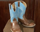 Ariat Boots Youth 4.5 Brown Blue Rebound Billy Western Square Toe Cowboy - $48.39
