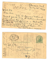 1934 Handmade Postcard Vintage Handwritten QSL Card W1FZZ 1 cent preprinted post - £18.08 GBP