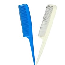 Vintage Set of 2 Rat Tail Combs Blue and Beige  - $15.99