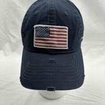Claires Women Baseball Cap Hat Blue Distressed American Flag Adjustable One Size - £11.84 GBP