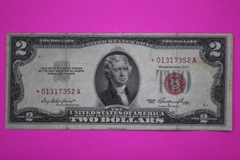 1953 $2 Two Dollars United States Red Seal Star Note Genuine Circ Bill 70 - $568.44 MXN