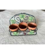 Metal And Terracotta Trio Planter With Leaves And Berry Accents (removab... - €15,41 EUR