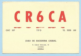 1969 Vintage Postcard QSL Card CR6CA, LUANDA, ANGOLA - £7.26 GBP