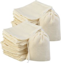 200Pcs Cotton Bags Reusable Muslin Bag Natural Cotton Bags with Produce ... - £31.61 GBP