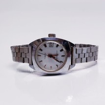 Vintage Timex Watch Women SilverTone-Date-Stretch Band Mechanical Winding-WORKS - £19.69 GBP