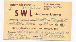 1970 Vintage Postcard QSL Henry Borawski Brooklyn WPE2QUF Amateur Radio SWL - £7.84 GBP