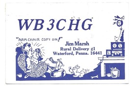 1977 Vintage Cartoon Art Postcard Waterford, PA QSL Card WB3CHG - £11.60 GBP
