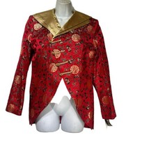 qi gege asian Chinese red gold ao dai traditional coat Size XL - $39.59