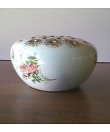 Vintage Rose Print Ceramic Frog Vase Easter Flower Vase Floral Arranging - $59.89