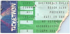 Vintage Ratt Bon Jovi Ticket Stub Noviembre 3 1987 Greensboro Norte Carolina - $39.59