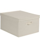 Jumbo Natural Beige Canvas Storage Box With Lid And Handle, Model Number: - $36.94