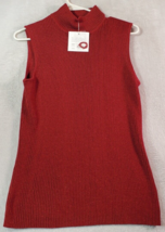 Croft &amp; Barrow Tank Top Womens Size Medium Red Acrylic Knit Sleeveless Mock Neck - £12.77 GBP