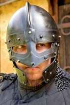 Helmet Viking Medieval Chainmail Steel Norman Knight Chain Mail Armor Ve... - £112.84 GBP