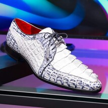 Marco Di Milano genuine hornback caiman crocodile Shoes Caribe White image 7