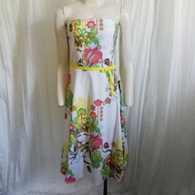 EVA FRANCO Sundress Colorful Floral Strapless Full Skirt Swiss Dot Dress... - $81.69