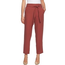 NWT Womens Size 6 6x28 1/2 1.STATE Brown Flat Front Tie Waist Slim Pants - £24.96 GBP