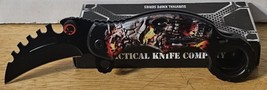 SKULL GOTHIC HORROR SCARY SPRING ASSISTED KARAMBIT KNIFE BLADE WITH BELT... - $15.34