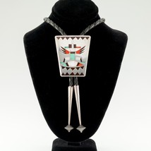 Amazing! Zuni Eagle Dancer Sterling Silver &amp; Inlay Bolo Tie By LN - $1,485.00