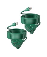 25 Ft Green Outdoor Tri-Tap Extension Cord Splitter For Christmas, Weath... - $54.99