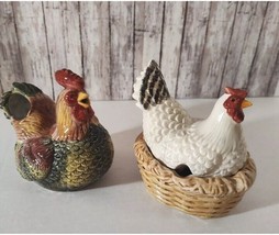 Oneida Sakura Nesting Hen And Rooster Cream And Sugar Set Farm Life Coun... - $16.83