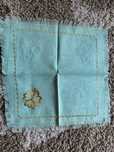 Vintage embroidered Green Napkin Set of 4 #9s - $10.14