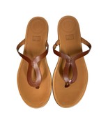 FitFlop Strata Brown Leather Toe Thong Comfort Sandals Thin Strap Low We... - $48.61 CAD