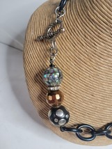 Chain Necklace Black with 3 Decorative Round Beads image 2