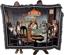 Dogs Playing Poker Blanket - A Friend in Need -Cassius Marcellus Coolidge, 72x54 - £62.33 GBP
