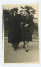 Man in Uniform Walking With Woman in Brindisi Italy Postcard - £13.66 GBP