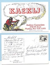 1981 Vintage New York Postcard Hand Drawn Artwork Indian Smoke Signal QSL KA2KLJ - £12.40 GBP
