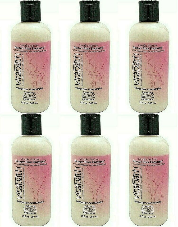 Primary image for ( LOT 6 ) Vitabath Dreamy Pink Frosting w/ sweet Almond 12 oz Ea Body Lotion NEW