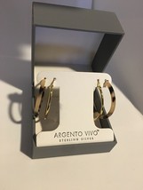 Argento Vivo 2 Pairs Gold Hoop Earings Set Sterling Silver New - £81.35 GBP