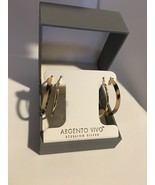 Argento Vivo 2 Pairs GOLD HOOP EARINGS SET STERLING SILVER NEW - $66.62 CAD