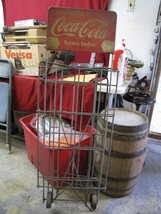 Vintage Coca Cola Wheeled Heavy Metal Foldable Store Display Rack Stand Cart - £311.38 GBP