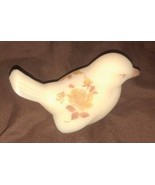 VTG Fenton Hand Painted Satin Custard Glass Bird Figurine Signed E Mcgregor - $84.14