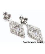 Clear dangle chandelier crystal earrings swirl Bling evening bridal prom 2&quot; - $16.28 CAD