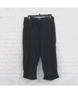 Jackson Pants Womens 2 Black Linen Blend Belted Cuffed Cropped Capri Poc... - $24.99