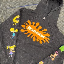 Nickelodeon Hoodie Gray Wash Pullover Rugrats Ren &amp; Stimpy 90s Cartoon M... - $586.67 MXN