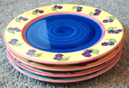 Tutti Frutti Set of 4 Dinner Plates 10&quot; Essex Collection Heather Outlaw Kurpis - £47.47 GBP