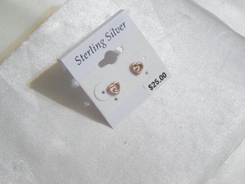 Primary image for Department Store 18k Rose Gold over Sterling Silver Heart Stud Earrings R615