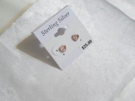 Department Store 18k Rose Gold over Sterling Silver Heart Stud Earrings R615 - £9.88 GBP